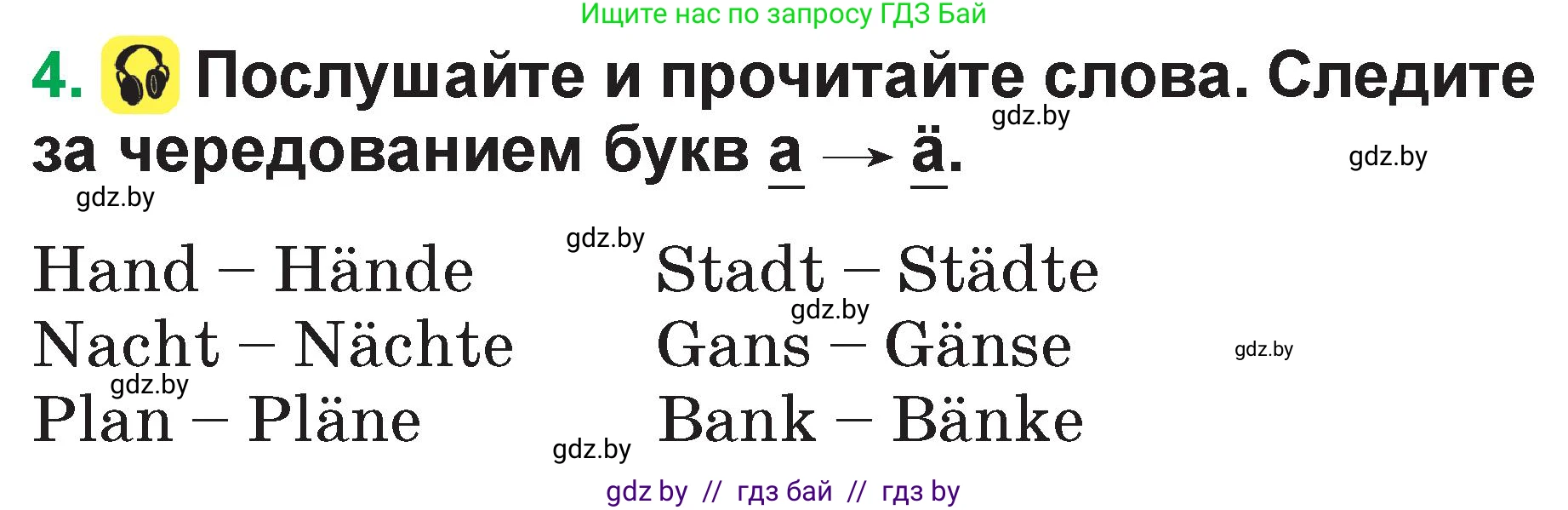 Немецкий язык (Deutsch), 3 класс Учебник (Schülerbuch), авторы: Будько Антонина Филипповна (Budjko Antonina), Урбанович Инна Ювинальевна (Urbanowitsch Ina), издательство Вышэйшая школа, Минск, 2018, бирюзового цвета, Часть 1, страница 65, номер 4, Условие