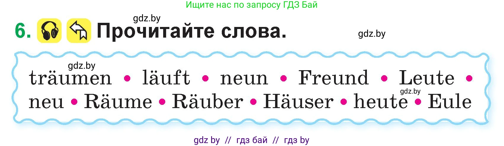 Немецкий язык (Deutsch), 3 класс Учебник (Schülerbuch), авторы: Будько Антонина Филипповна (Budjko Antonina), Урбанович Инна Ювинальевна (Urbanowitsch Ina), издательство Вышэйшая школа, Минск, 2018, бирюзового цвета, Часть 1, страница 66, номер 6, Условие