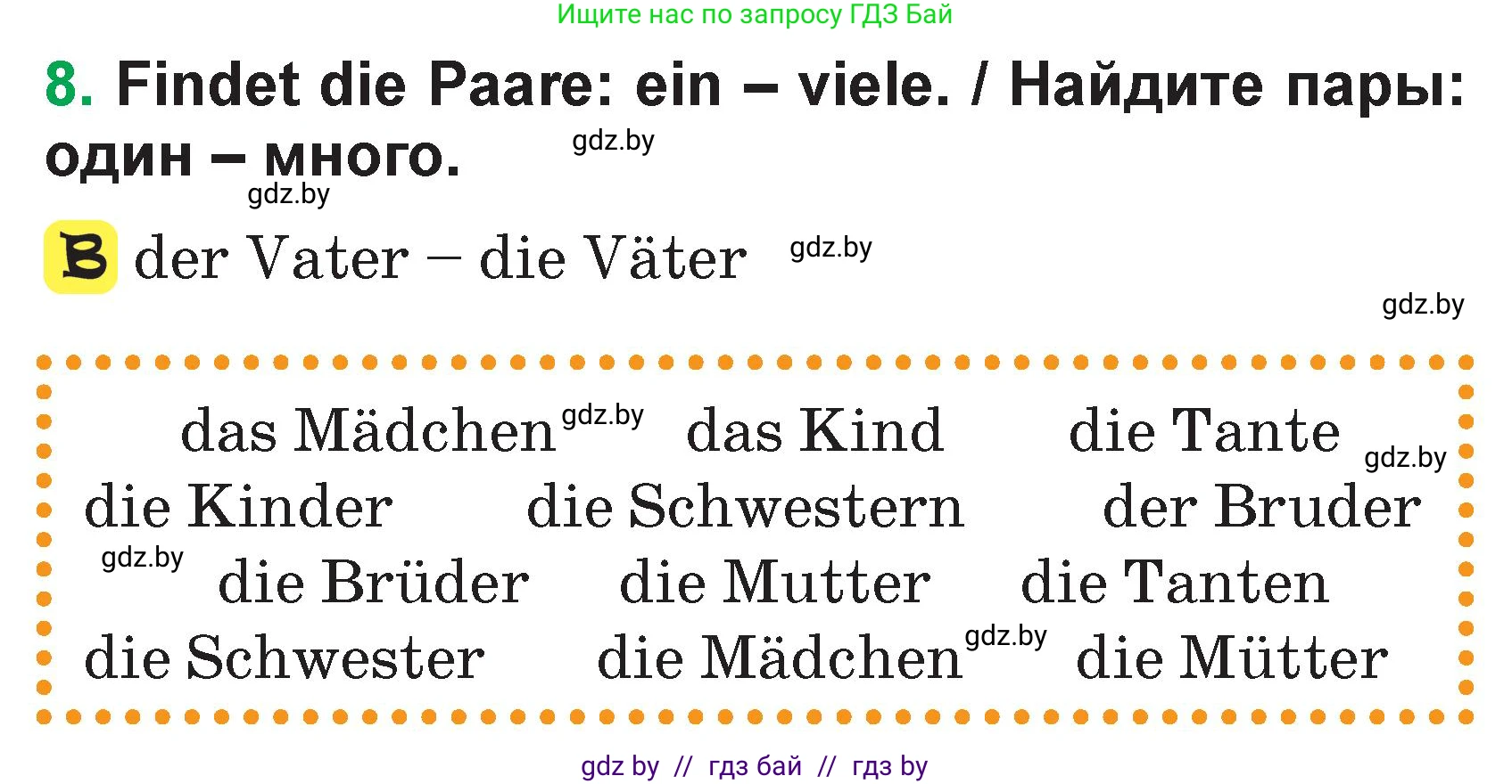 Немецкий язык (Deutsch), 3 класс Учебник (Schülerbuch), авторы: Будько Антонина Филипповна (Budjko Antonina), Урбанович Инна Ювинальевна (Urbanowitsch Ina), издательство Вышэйшая школа, Минск, 2018, бирюзового цвета, Часть 1, страница 77, номер 8, Условие