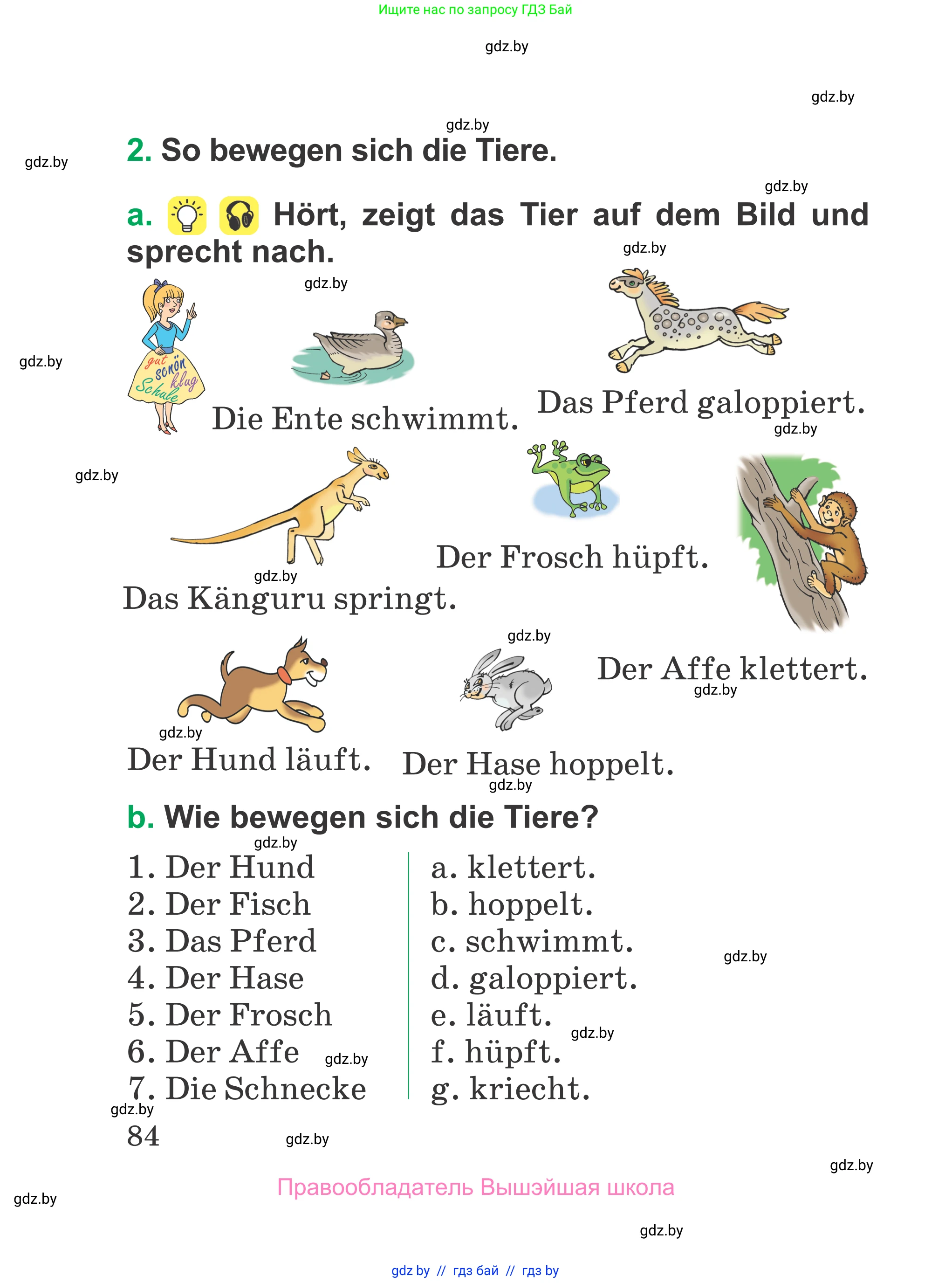 Немецкий язык (Deutsch), 3 класс Учебник (Schülerbuch), авторы: Будько Антонина Филипповна (Budjko Antonina), Урбанович Инна Ювинальевна (Urbanowitsch Ina), издательство Вышэйшая школа, Минск, 2018, бирюзового цвета, Часть 2, страница 84