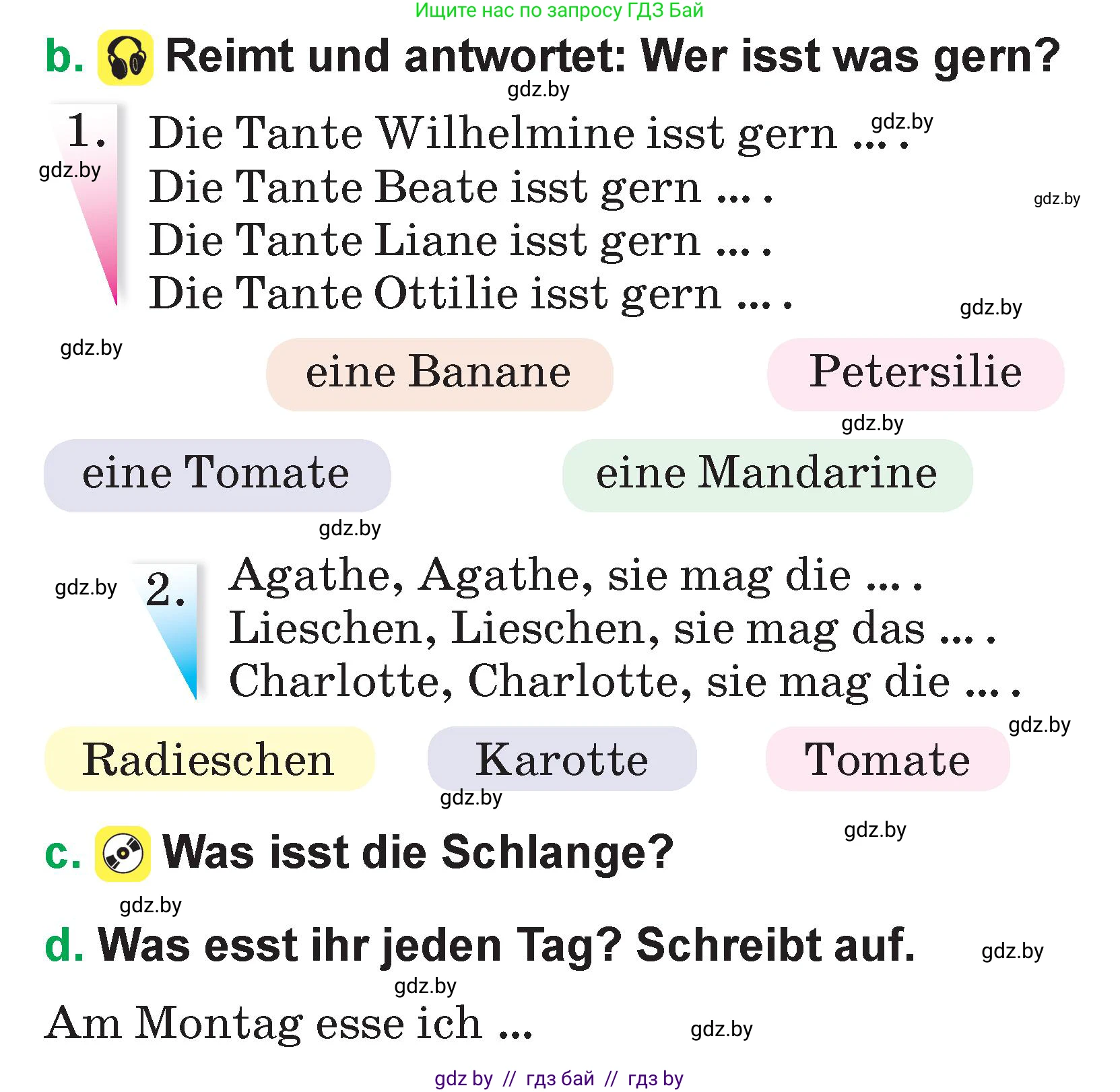 Немецкий язык (Deutsch), 3 класс Учебник (Schülerbuch), авторы: Будько Антонина Филипповна (Budjko Antonina), Урбанович Инна Ювинальевна (Urbanowitsch Ina), издательство Вышэйшая школа, Минск, 2018, бирюзового цвета, Часть 2, страница 14, номер 9, Условие (продолжение 2)