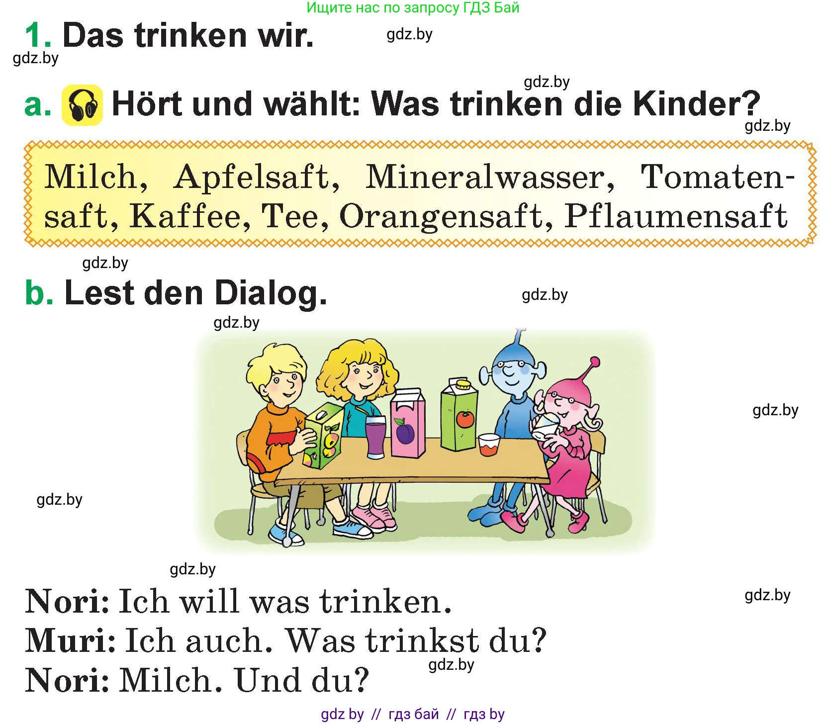 Немецкий язык (Deutsch), 3 класс Учебник (Schülerbuch), авторы: Будько Антонина Филипповна (Budjko Antonina), Урбанович Инна Ювинальевна (Urbanowitsch Ina), издательство Вышэйшая школа, Минск, 2018, бирюзового цвета, Часть 2, страница 18, номер 1, Условие