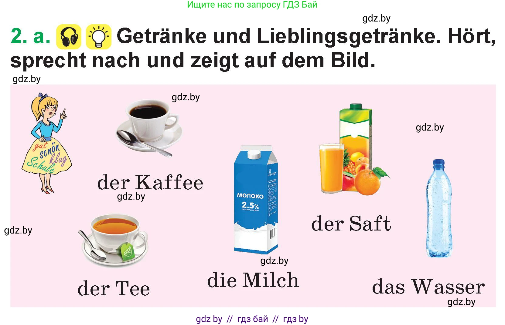 Немецкий язык (Deutsch), 3 класс Учебник (Schülerbuch), авторы: Будько Антонина Филипповна (Budjko Antonina), Урбанович Инна Ювинальевна (Urbanowitsch Ina), издательство Вышэйшая школа, Минск, 2018, бирюзового цвета, Часть 2, страница 19, номер 2, Условие
