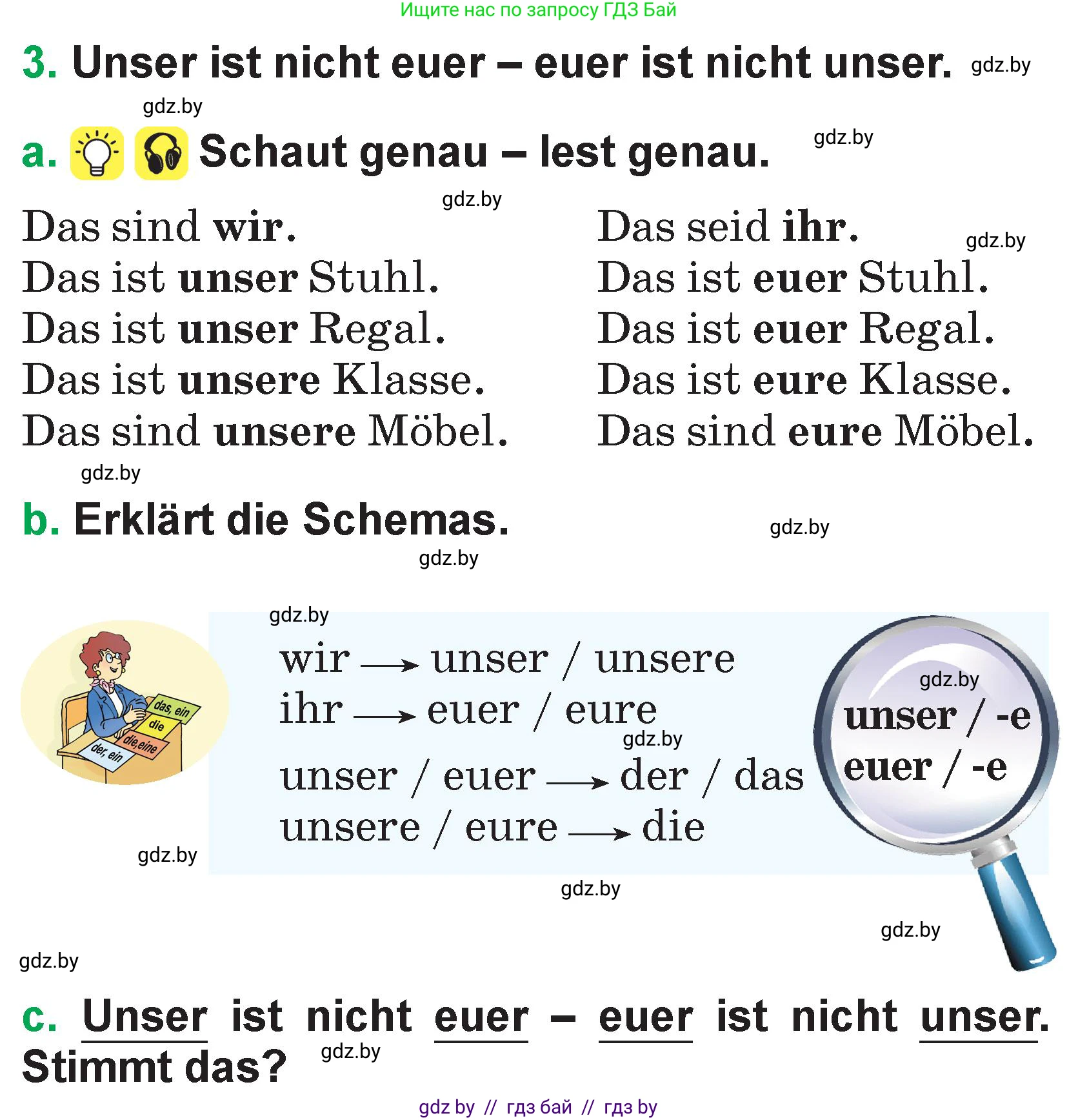 Немецкий язык (Deutsch), 3 класс Учебник (Schülerbuch), авторы: Будько Антонина Филипповна (Budjko Antonina), Урбанович Инна Ювинальевна (Urbanowitsch Ina), издательство Вышэйшая школа, Минск, 2018, бирюзового цвета, Часть 2, страница 53, номер 3, Условие