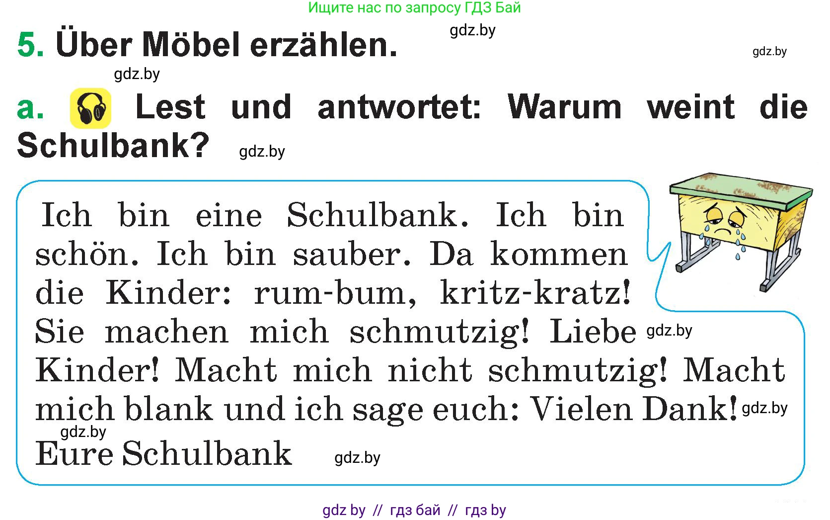 Немецкий язык (Deutsch), 3 класс Учебник (Schülerbuch), авторы: Будько Антонина Филипповна (Budjko Antonina), Урбанович Инна Ювинальевна (Urbanowitsch Ina), издательство Вышэйшая школа, Минск, 2018, бирюзового цвета, Часть 2, страница 55, номер 5, Условие