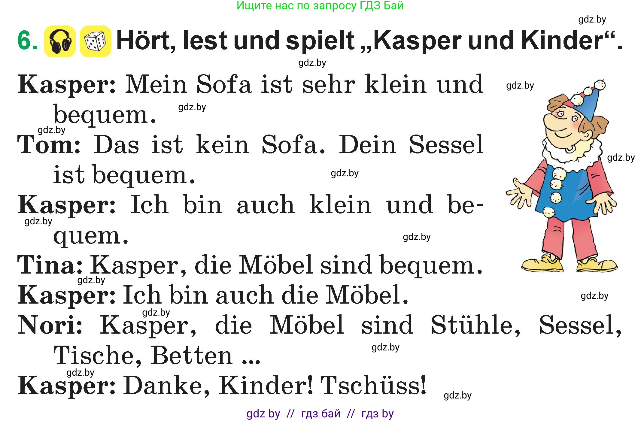 Немецкий язык (Deutsch), 3 класс Учебник (Schülerbuch), авторы: Будько Антонина Филипповна (Budjko Antonina), Урбанович Инна Ювинальевна (Urbanowitsch Ina), издательство Вышэйшая школа, Минск, 2018, бирюзового цвета, Часть 2, страница 56, номер 6, Условие
