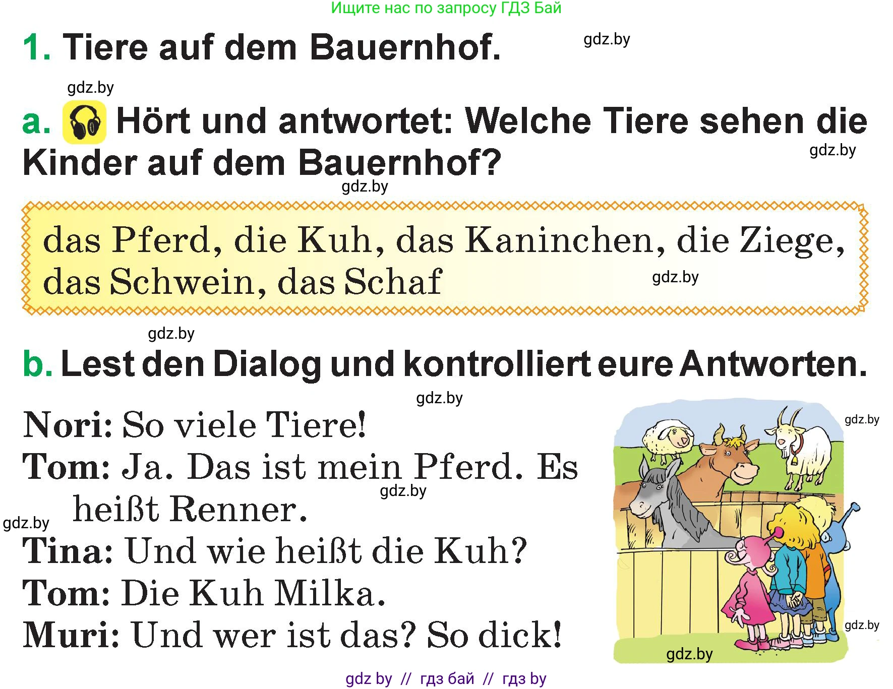 Немецкий язык (Deutsch), 3 класс Учебник (Schülerbuch), авторы: Будько Антонина Филипповна (Budjko Antonina), Урбанович Инна Ювинальевна (Urbanowitsch Ina), издательство Вышэйшая школа, Минск, 2018, бирюзового цвета, Часть 2, страница 59, номер 1, Условие