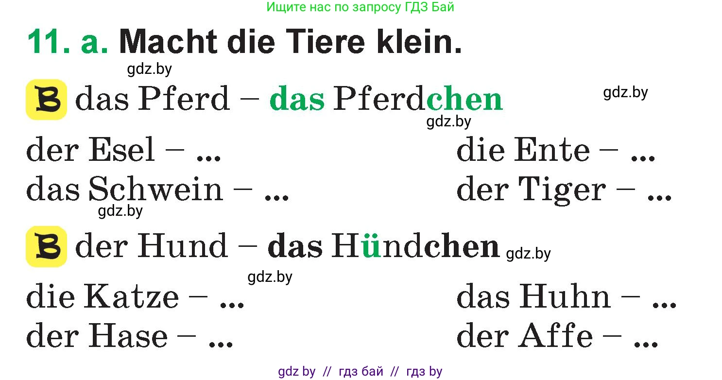 Немецкий язык (Deutsch), 3 класс Учебник (Schülerbuch), авторы: Будько Антонина Филипповна (Budjko Antonina), Урбанович Инна Ювинальевна (Urbanowitsch Ina), издательство Вышэйшая школа, Минск, 2018, бирюзового цвета, Часть 2, страница 66, номер 11, Условие