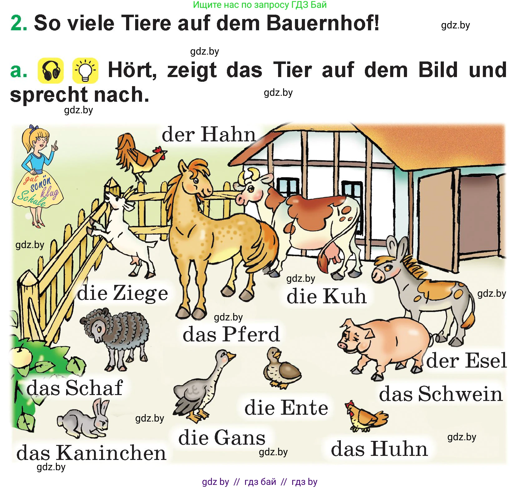 Немецкий язык (Deutsch), 3 класс Учебник (Schülerbuch), авторы: Будько Антонина Филипповна (Budjko Antonina), Урбанович Инна Ювинальевна (Urbanowitsch Ina), издательство Вышэйшая школа, Минск, 2018, бирюзового цвета, Часть 2, страница 60, номер 2, Условие