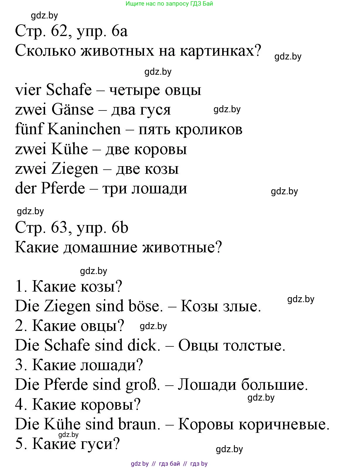 Немецкий язык (Deutsch), 3 класс Учебник (Schülerbuch), авторы: Будько Антонина Филипповна (Budjko Antonina), Урбанович Инна Ювинальевна (Urbanowitsch Ina), издательство Вышэйшая школа, Минск, 2018, бирюзового цвета, Часть 2, страница 62, номер 6, Решение