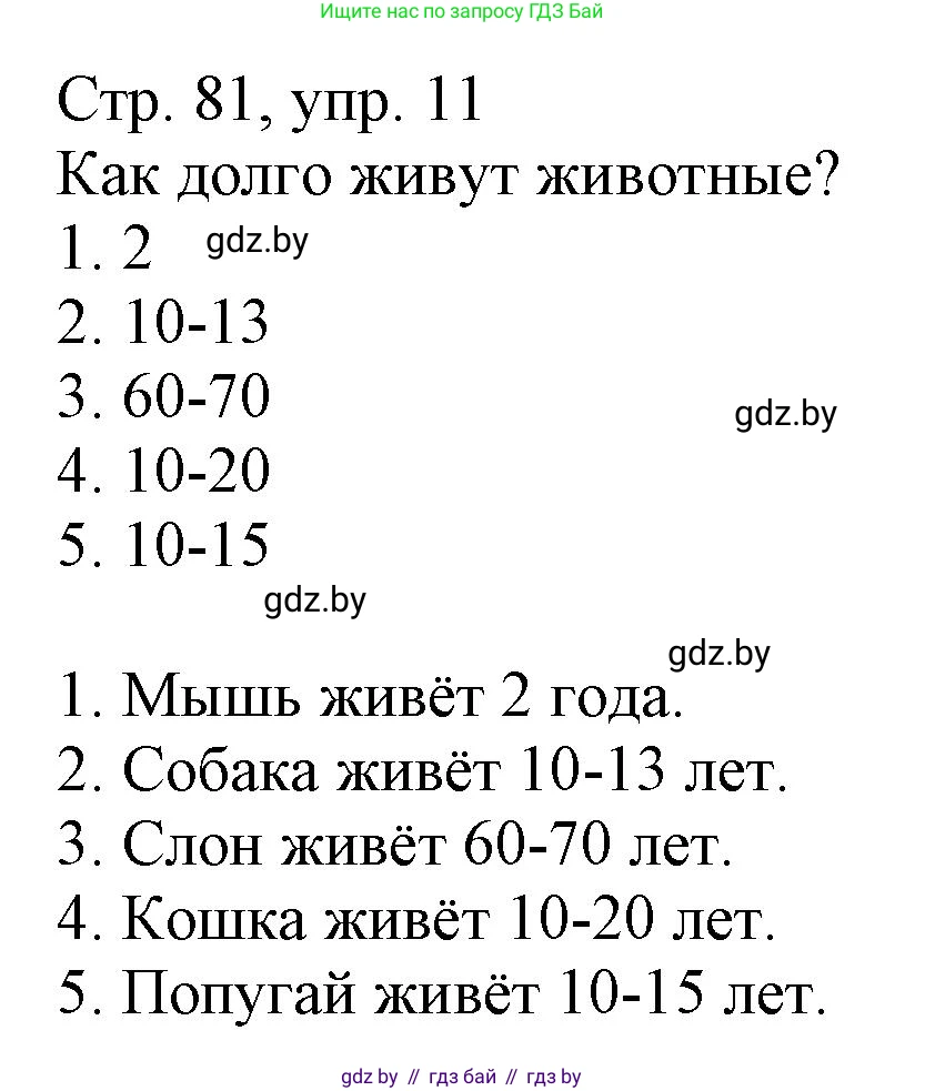 Немецкий язык (Deutsch), 3 класс Учебник (Schülerbuch), авторы: Будько Антонина Филипповна (Budjko Antonina), Урбанович Инна Ювинальевна (Urbanowitsch Ina), издательство Вышэйшая школа, Минск, 2018, бирюзового цвета, Часть 2, страница 81, номер 11, Решение