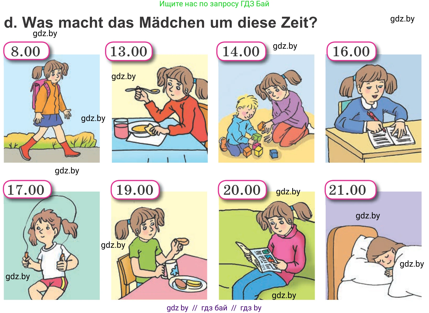 Немецкий язык (Deutsch), 4 класс Учебник (Schülerbuch), авторы: Будько Антонина Филипповна (Budjko Antonina), Урбанович Инна Ювинальевна (Urbanowitsch Ina), издательство Вышэйшая школа, Минск, 2019, жёлтого цвета, Часть 1, страница 52, номер 2d, Условие