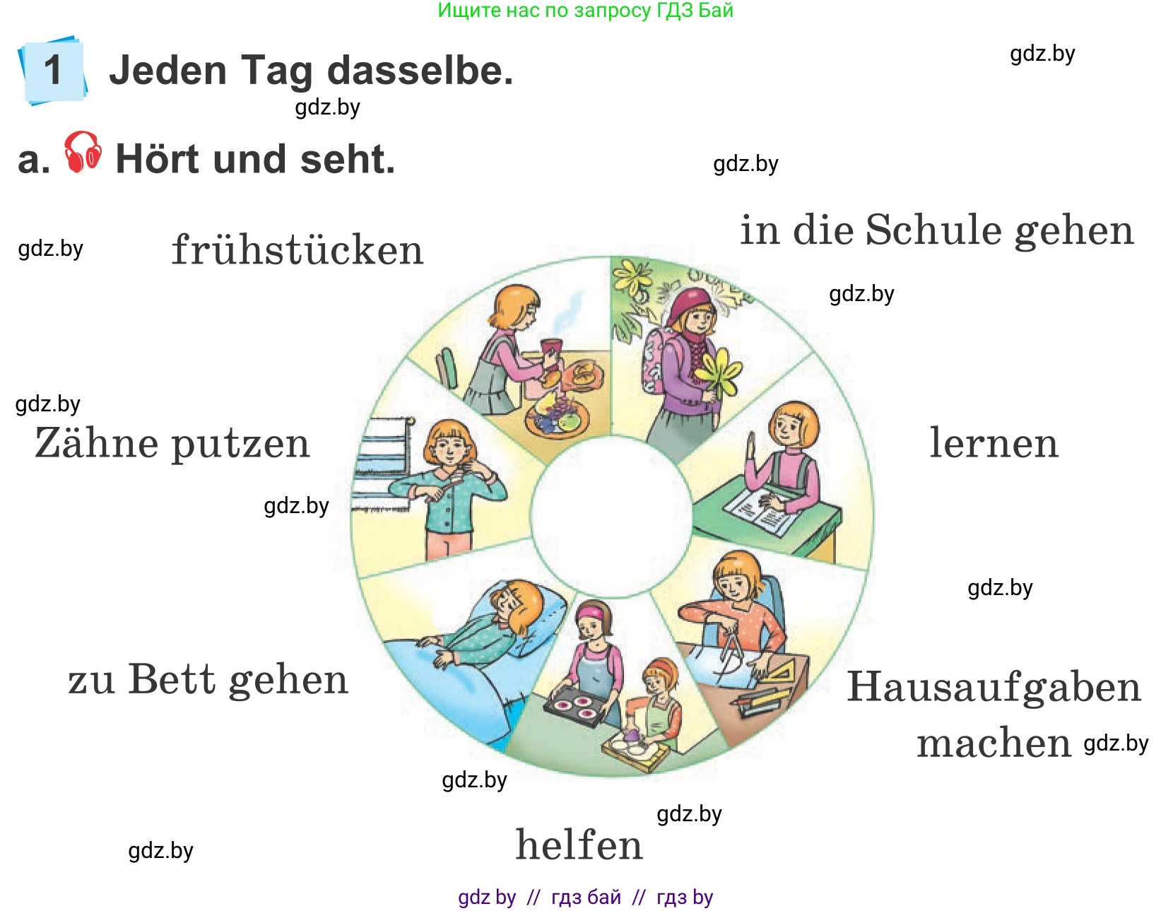 Немецкий язык (Deutsch), 4 класс Учебник (Schülerbuch), авторы: Будько Антонина Филипповна (Budjko Antonina), Урбанович Инна Ювинальевна (Urbanowitsch Ina), издательство Вышэйшая школа, Минск, 2019, жёлтого цвета, Часть 1, страница 61, номер 1a, Условие