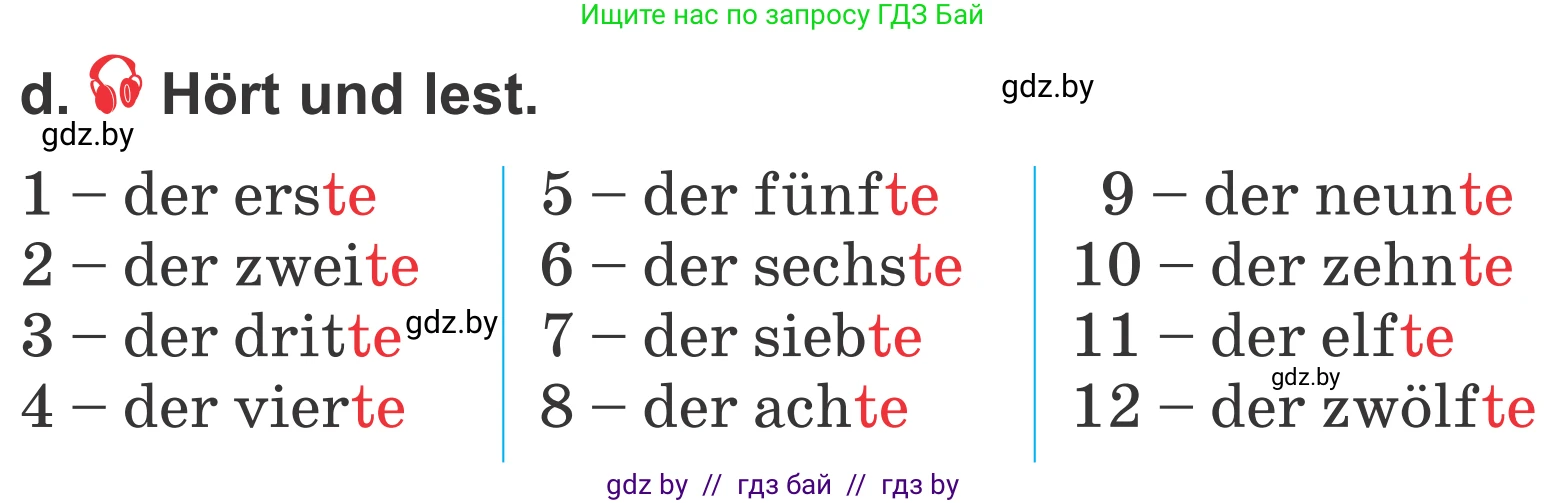 Немецкий язык (Deutsch), 4 класс Учебник (Schülerbuch), авторы: Будько Антонина Филипповна (Budjko Antonina), Урбанович Инна Ювинальевна (Urbanowitsch Ina), издательство Вышэйшая школа, Минск, 2019, жёлтого цвета, Часть 2, страница 9, номер 5d, Условие
