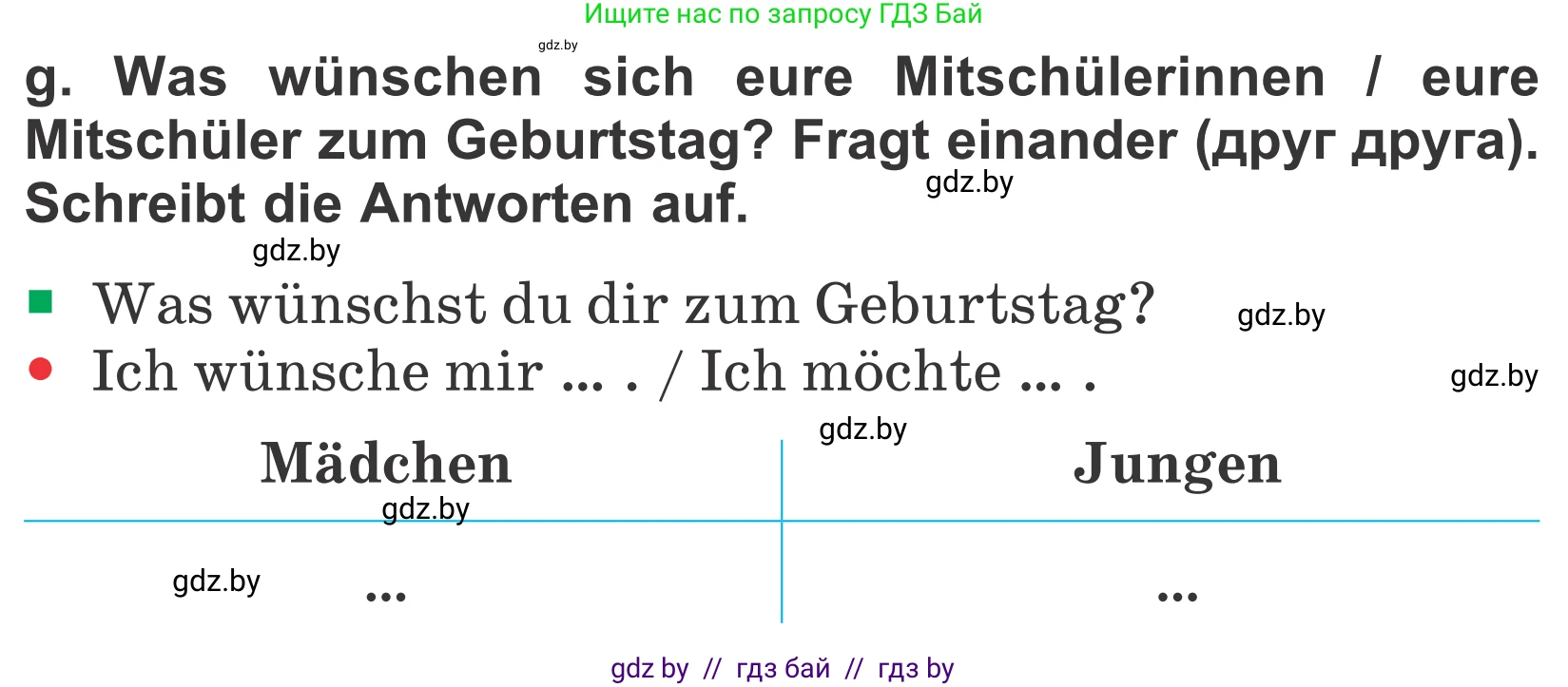 Немецкий язык (Deutsch), 4 класс Учебник (Schülerbuch), авторы: Будько Антонина Филипповна (Budjko Antonina), Урбанович Инна Ювинальевна (Urbanowitsch Ina), издательство Вышэйшая школа, Минск, 2019, жёлтого цвета, Часть 2, страница 25, номер 3g, Условие