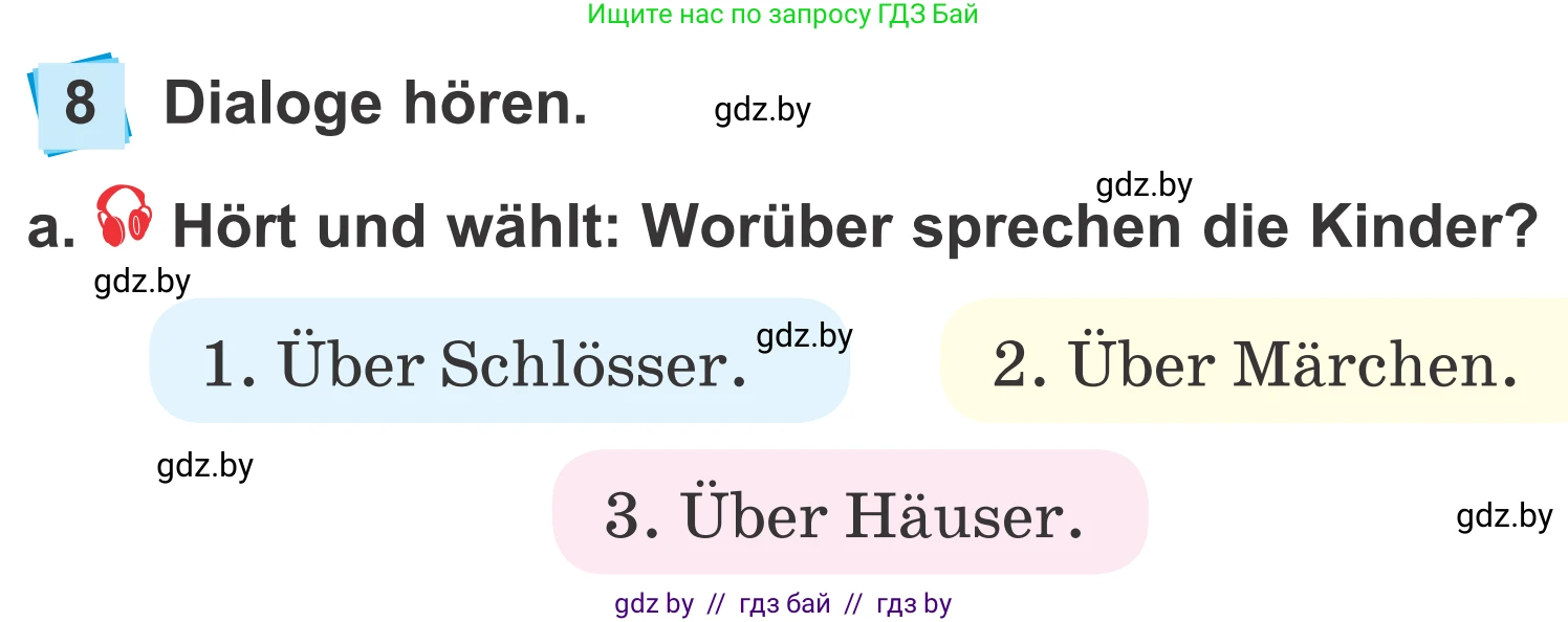 Немецкий язык (Deutsch), 4 класс Учебник (Schülerbuch), авторы: Будько Антонина Филипповна (Budjko Antonina), Урбанович Инна Ювинальевна (Urbanowitsch Ina), издательство Вышэйшая школа, Минск, 2019, жёлтого цвета, Часть 2, страница 45, номер 8a, Условие