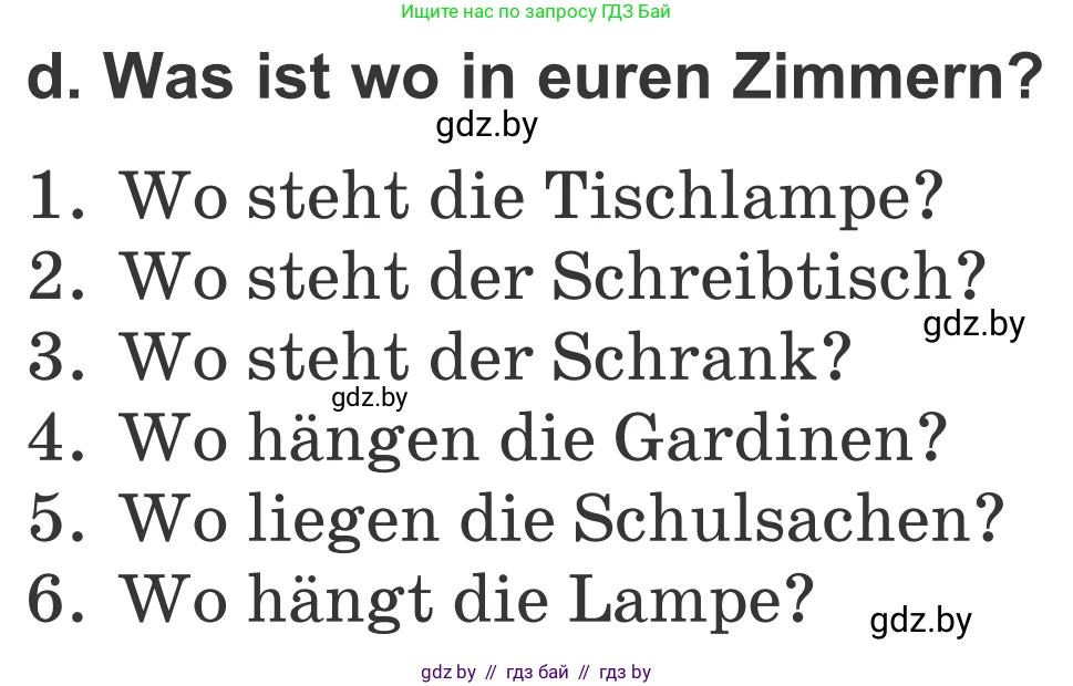 Немецкий язык (Deutsch), 4 класс Учебник (Schülerbuch), авторы: Будько Антонина Филипповна (Budjko Antonina), Урбанович Инна Ювинальевна (Urbanowitsch Ina), издательство Вышэйшая школа, Минск, 2019, жёлтого цвета, Часть 2, страница 61, номер 2d, Условие