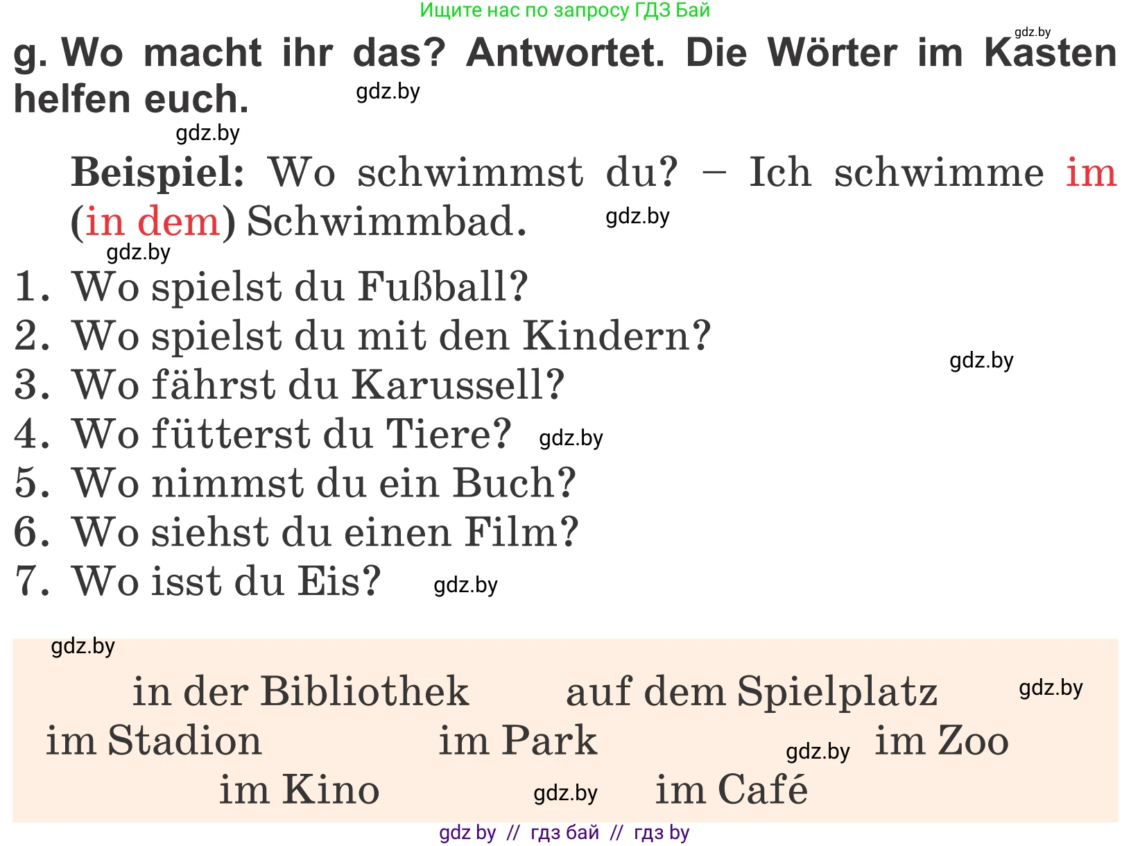 Немецкий язык (Deutsch), 4 класс Учебник (Schülerbuch), авторы: Будько Антонина Филипповна (Budjko Antonina), Урбанович Инна Ювинальевна (Urbanowitsch Ina), издательство Вышэйшая школа, Минск, 2019, жёлтого цвета, Часть 2, страница 65, номер 3g, Условие