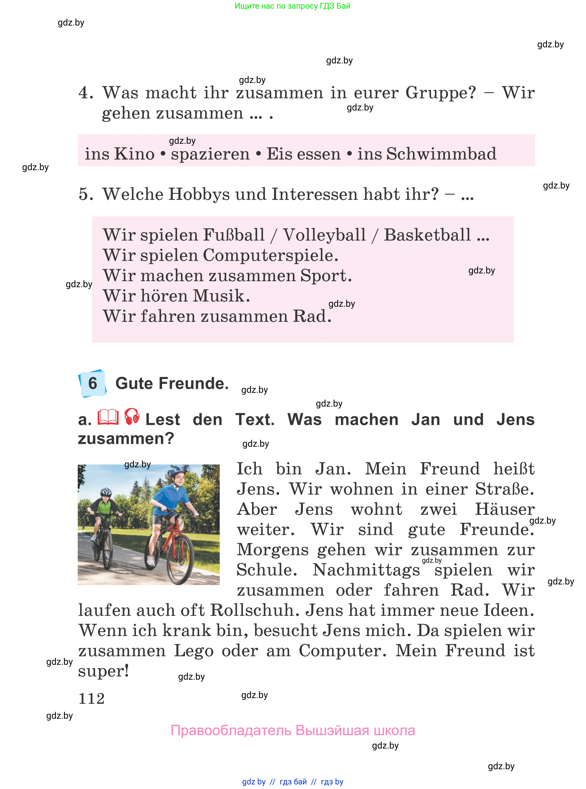 Немецкий язык (Deutsch), 4 класс Учебник (Schülerbuch), авторы: Будько Антонина Филипповна (Budjko Antonina), Урбанович Инна Ювинальевна (Urbanowitsch Ina), издательство Вышэйшая школа, Минск, 2019, жёлтого цвета, Часть 1, страница 112
