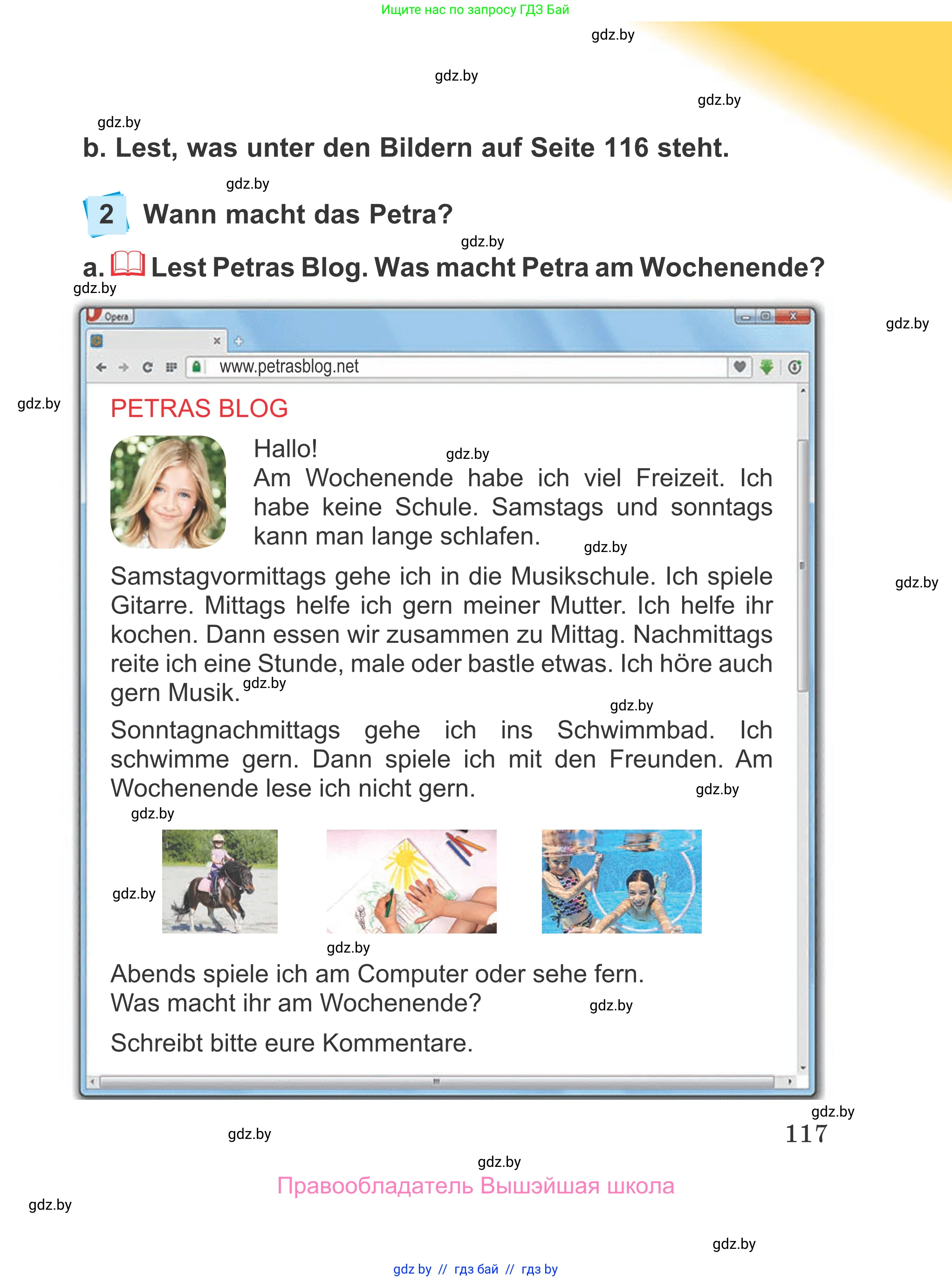 Немецкий язык (Deutsch), 4 класс Учебник (Schülerbuch), авторы: Будько Антонина Филипповна (Budjko Antonina), Урбанович Инна Ювинальевна (Urbanowitsch Ina), издательство Вышэйшая школа, Минск, 2019, жёлтого цвета, Часть 2, страница 117