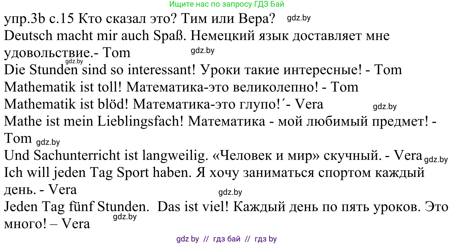Немецкий язык (Deutsch), 4 класс Учебник (Schülerbuch), авторы: Будько Антонина Филипповна (Budjko Antonina), Урбанович Инна Ювинальевна (Urbanowitsch Ina), издательство Вышэйшая школа, Минск, 2019, жёлтого цвета, Часть 1, страница 15, номер 3b, Решение