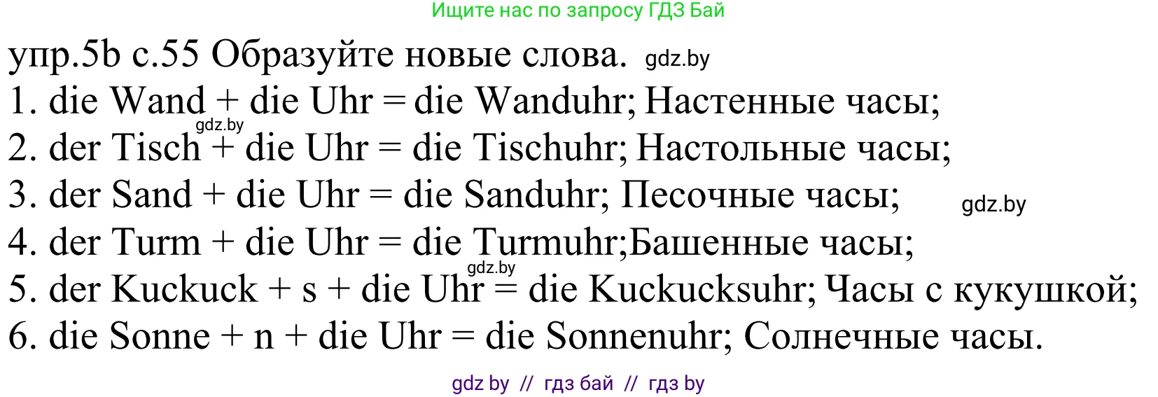 Немецкий язык (Deutsch), 4 класс Учебник (Schülerbuch), авторы: Будько Антонина Филипповна (Budjko Antonina), Урбанович Инна Ювинальевна (Urbanowitsch Ina), издательство Вышэйшая школа, Минск, 2019, жёлтого цвета, Часть 1, страница 55, номер 5b, Решение
