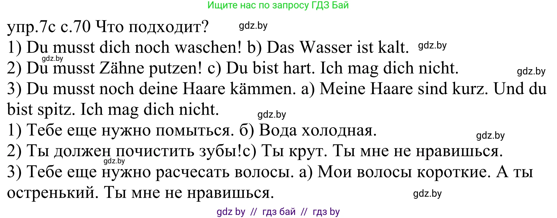 Немецкий язык (Deutsch), 4 класс Учебник (Schülerbuch), авторы: Будько Антонина Филипповна (Budjko Antonina), Урбанович Инна Ювинальевна (Urbanowitsch Ina), издательство Вышэйшая школа, Минск, 2019, жёлтого цвета, Часть 1, страница 70, номер 7c, Решение
