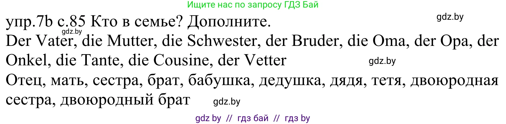 Немецкий язык (Deutsch), 4 класс Учебник (Schülerbuch), авторы: Будько Антонина Филипповна (Budjko Antonina), Урбанович Инна Ювинальевна (Urbanowitsch Ina), издательство Вышэйшая школа, Минск, 2019, жёлтого цвета, Часть 1, страница 85, номер 7b, Решение