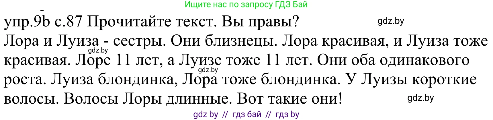 Немецкий язык (Deutsch), 4 класс Учебник (Schülerbuch), авторы: Будько Антонина Филипповна (Budjko Antonina), Урбанович Инна Ювинальевна (Urbanowitsch Ina), издательство Вышэйшая школа, Минск, 2019, жёлтого цвета, Часть 1, страница 87, номер 9b, Решение