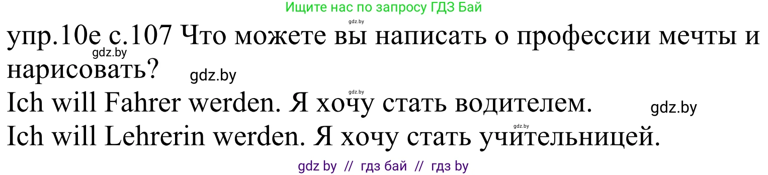 Немецкий язык (Deutsch), 4 класс Учебник (Schülerbuch), авторы: Будько Антонина Филипповна (Budjko Antonina), Урбанович Инна Ювинальевна (Urbanowitsch Ina), издательство Вышэйшая школа, Минск, 2019, жёлтого цвета, Часть 1, страница 107, номер 10e, Решение