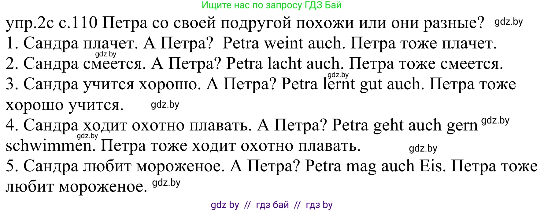 Немецкий язык (Deutsch), 4 класс Учебник (Schülerbuch), авторы: Будько Антонина Филипповна (Budjko Antonina), Урбанович Инна Ювинальевна (Urbanowitsch Ina), издательство Вышэйшая школа, Минск, 2019, жёлтого цвета, Часть 1, страница 110, номер 2c, Решение