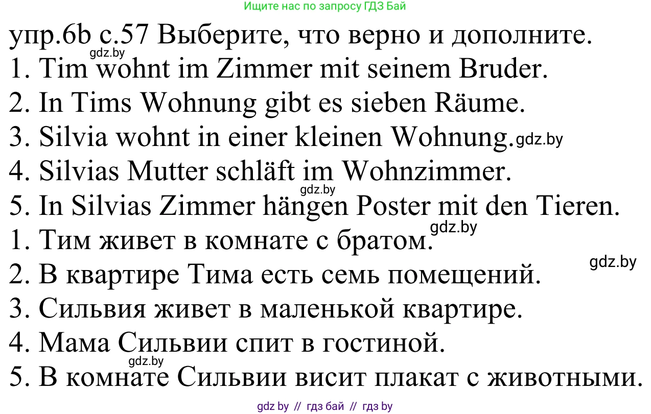 Немецкий язык (Deutsch), 4 класс Учебник (Schülerbuch), авторы: Будько Антонина Филипповна (Budjko Antonina), Урбанович Инна Ювинальевна (Urbanowitsch Ina), издательство Вышэйшая школа, Минск, 2019, жёлтого цвета, Часть 2, страница 57, номер 6b, Решение