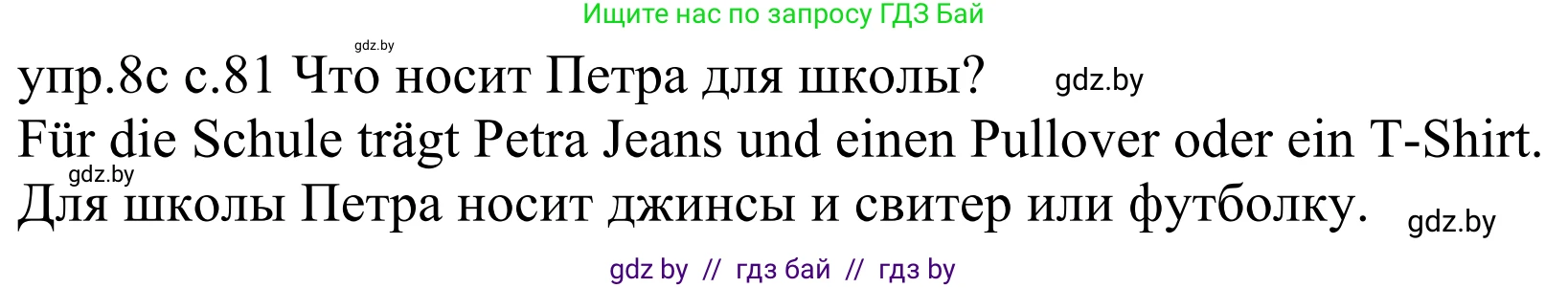 Немецкий язык (Deutsch), 4 класс Учебник (Schülerbuch), авторы: Будько Антонина Филипповна (Budjko Antonina), Урбанович Инна Ювинальевна (Urbanowitsch Ina), издательство Вышэйшая школа, Минск, 2019, жёлтого цвета, Часть 2, страница 81, номер 8c, Решение