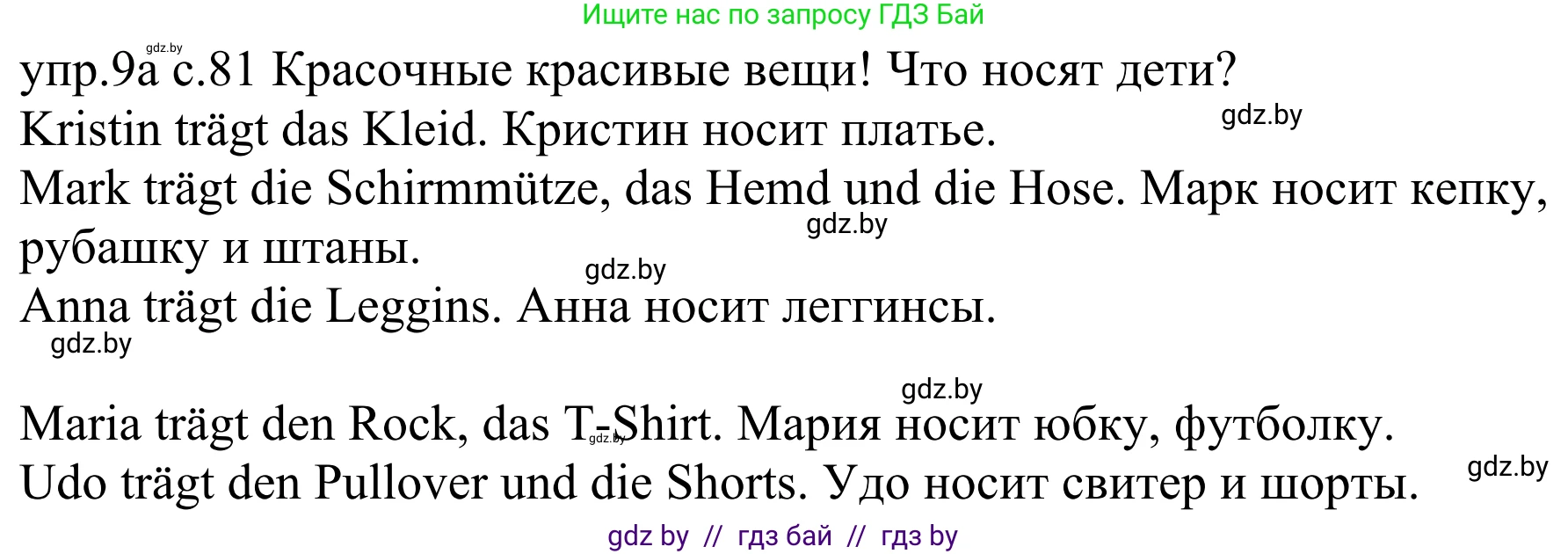 Немецкий язык (Deutsch), 4 класс Учебник (Schülerbuch), авторы: Будько Антонина Филипповна (Budjko Antonina), Урбанович Инна Ювинальевна (Urbanowitsch Ina), издательство Вышэйшая школа, Минск, 2019, жёлтого цвета, Часть 2, страница 81, номер 9a, Решение