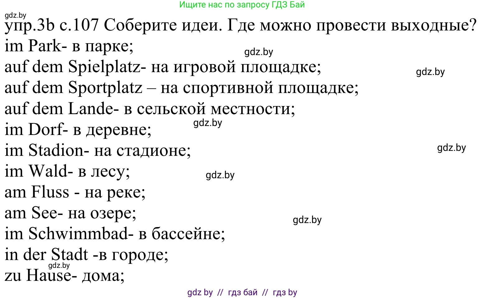 Немецкий язык (Deutsch), 4 класс Учебник (Schülerbuch), авторы: Будько Антонина Филипповна (Budjko Antonina), Урбанович Инна Ювинальевна (Urbanowitsch Ina), издательство Вышэйшая школа, Минск, 2019, жёлтого цвета, Часть 2, страница 107, номер 3b, Решение