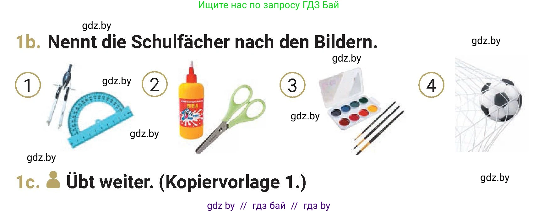 Немецкий язык (Deutsch), 4 класс Учебник (Schülerbuch), авторы: Будько Антонина Филипповна (Budjko Antonina), Кохановская Анна Леонидовна, издательство Адукацыя i выхаванне, Минск, 2026, голубого цвета, страница 6, номер 1, Условие (продолжение 3)