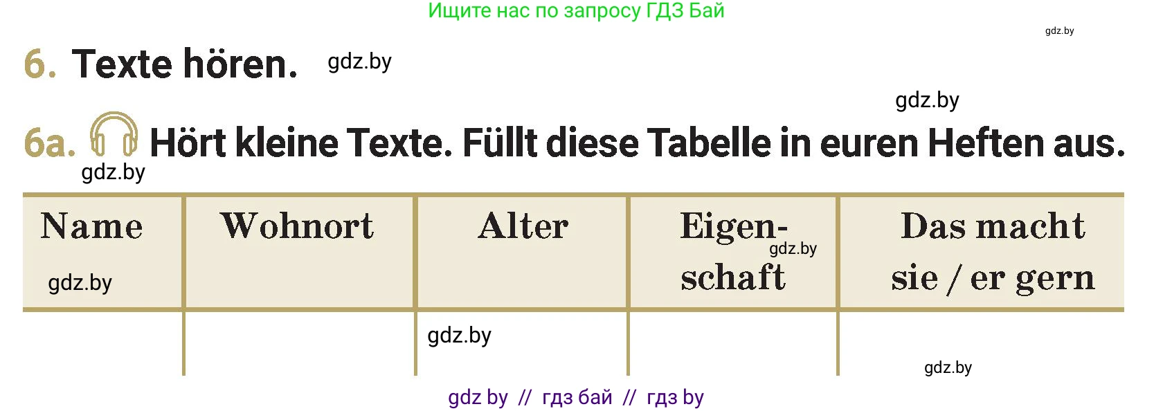 Немецкий язык (Deutsch), 4 класс Учебник (Schülerbuch), авторы: Будько Антонина Филипповна (Budjko Antonina), Кохановская Анна Леонидовна, издательство Адукацыя i выхаванне, Минск, 2026, голубого цвета, страница 107, номер 6, Условие
