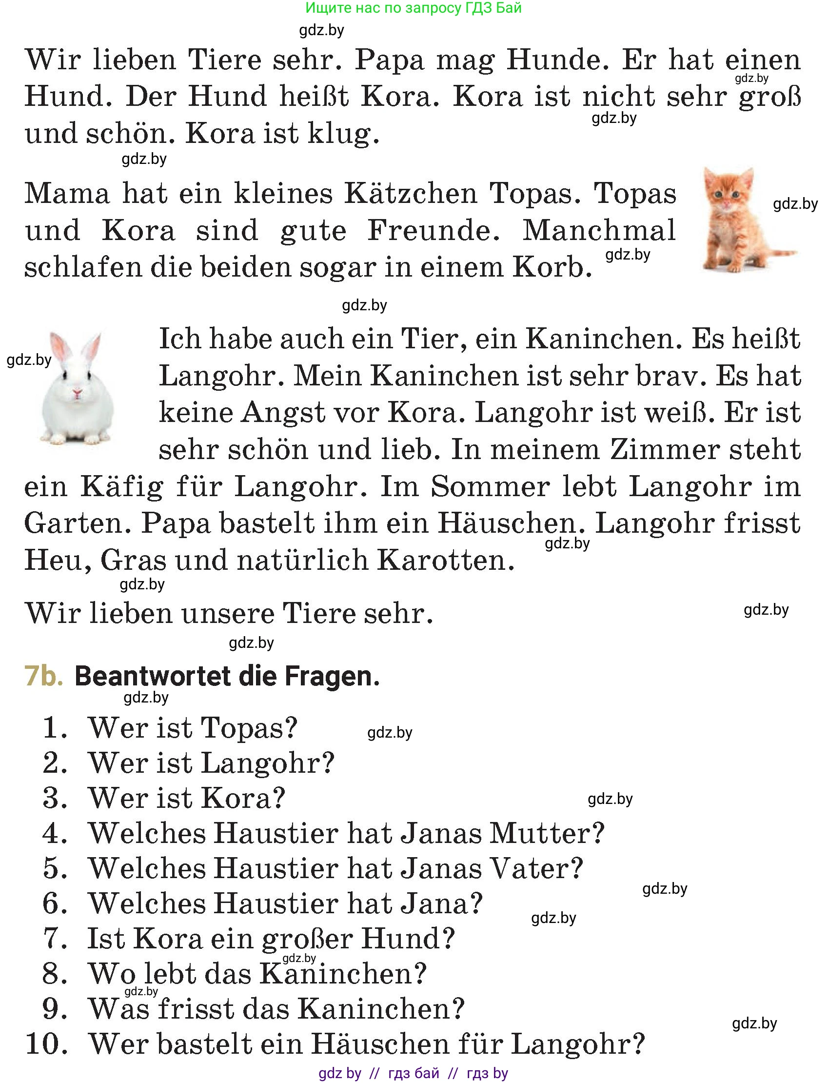 Немецкий язык (Deutsch), 4 класс Учебник (Schülerbuch), авторы: Будько Антонина Филипповна (Budjko Antonina), Кохановская Анна Леонидовна, издательство Адукацыя i выхаванне, Минск, 2026, голубого цвета, страница 108, номер 7, Условие (продолжение 2)