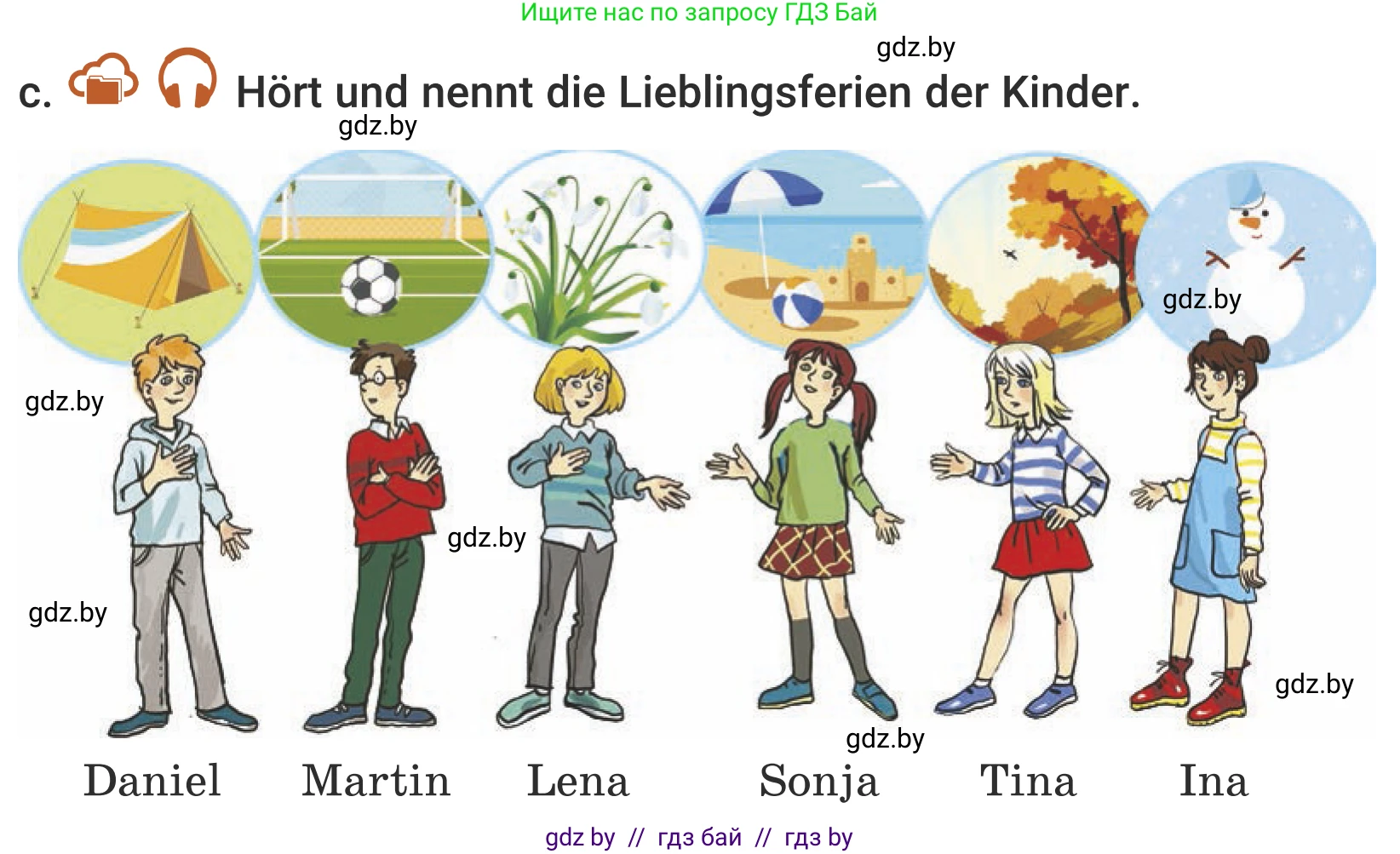 Немецкий язык (Deutsch), 5 класс Учебник (Schülerbuch), авторы: Будько Антонина Филипповна (Budjko Antonina), Урбанович Инна Ювинальевна (Urbanowitsch Ina), издательство Вышэйшая школа, Минск, 2020, жёлтого цвета, Часть 1, страница 5, номер 1c, Условие