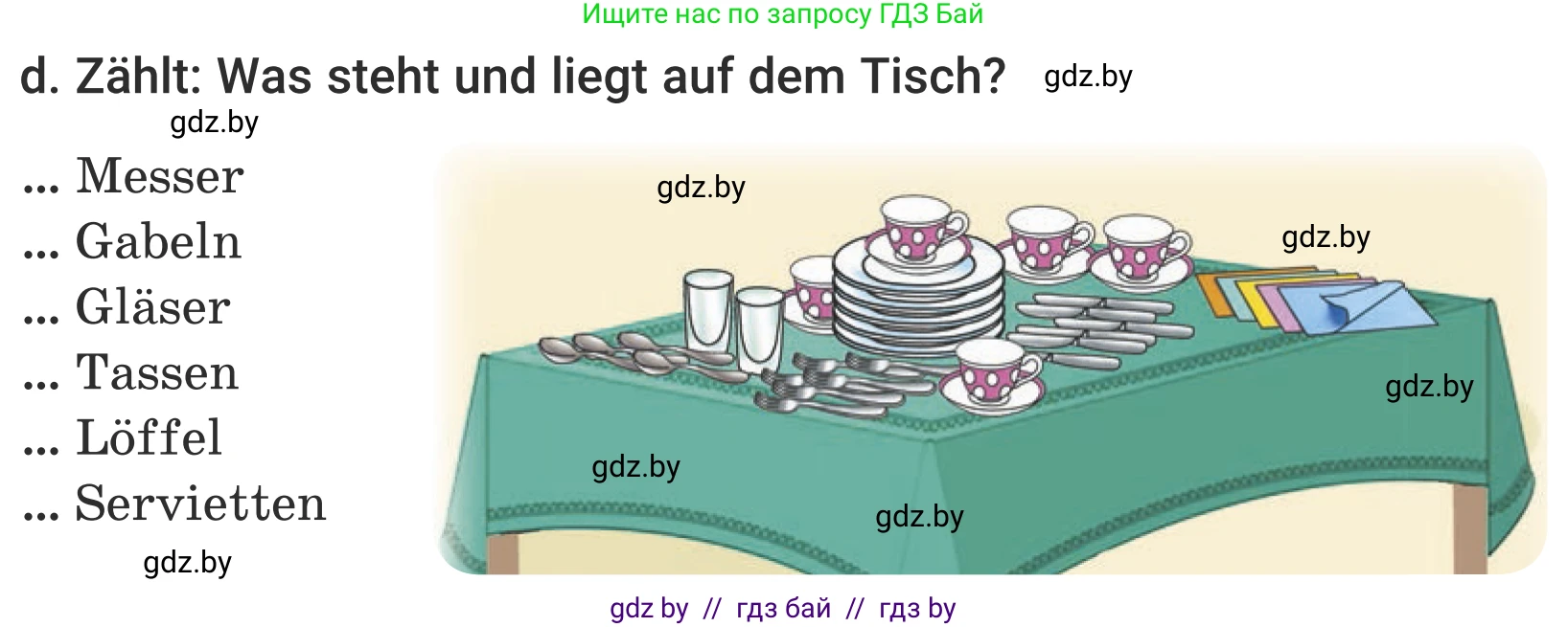 Немецкий язык (Deutsch), 5 класс Учебник (Schülerbuch), авторы: Будько Антонина Филипповна (Budjko Antonina), Урбанович Инна Ювинальевна (Urbanowitsch Ina), издательство Вышэйшая школа, Минск, 2020, жёлтого цвета, Часть 1, страница 61, номер 1d, Условие