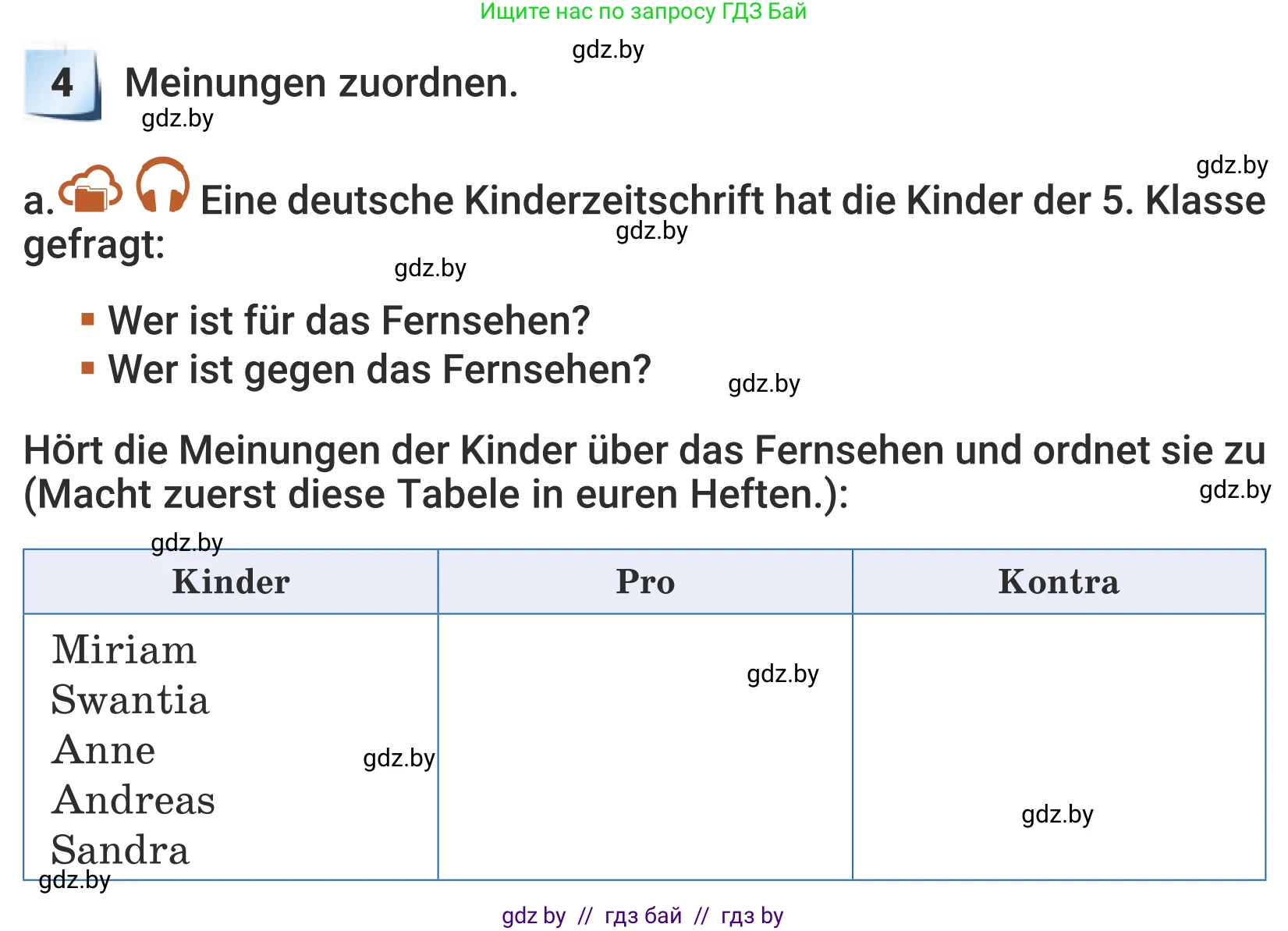 Немецкий язык (Deutsch), 5 класс Учебник (Schülerbuch), авторы: Будько Антонина Филипповна (Budjko Antonina), Урбанович Инна Ювинальевна (Urbanowitsch Ina), издательство Вышэйшая школа, Минск, 2020, жёлтого цвета, Часть 2, страница 61, номер 4a, Условие