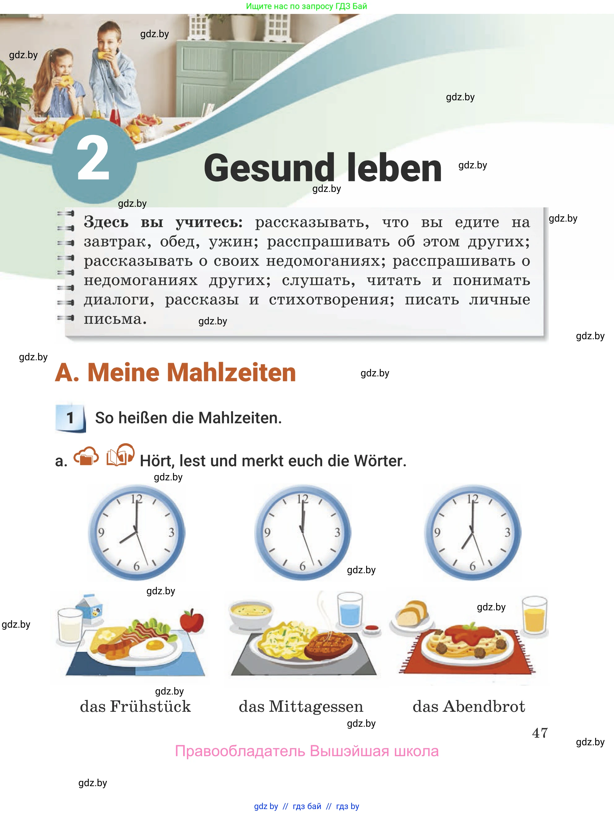 Немецкий язык (Deutsch), 5 класс Учебник (Schülerbuch), авторы: Будько Антонина Филипповна (Budjko Antonina), Урбанович Инна Ювинальевна (Urbanowitsch Ina), издательство Вышэйшая школа, Минск, 2020, жёлтого цвета, Часть 1, страница 47
