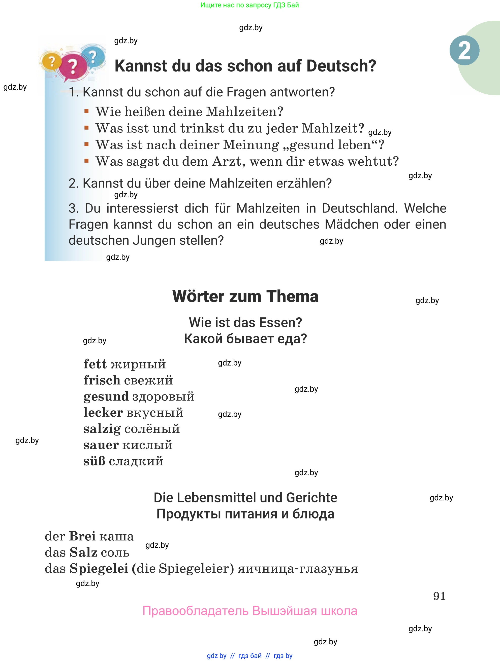 Немецкий язык (Deutsch), 5 класс Учебник (Schülerbuch), авторы: Будько Антонина Филипповна (Budjko Antonina), Урбанович Инна Ювинальевна (Urbanowitsch Ina), издательство Вышэйшая школа, Минск, 2020, жёлтого цвета, Часть 1, страница 91