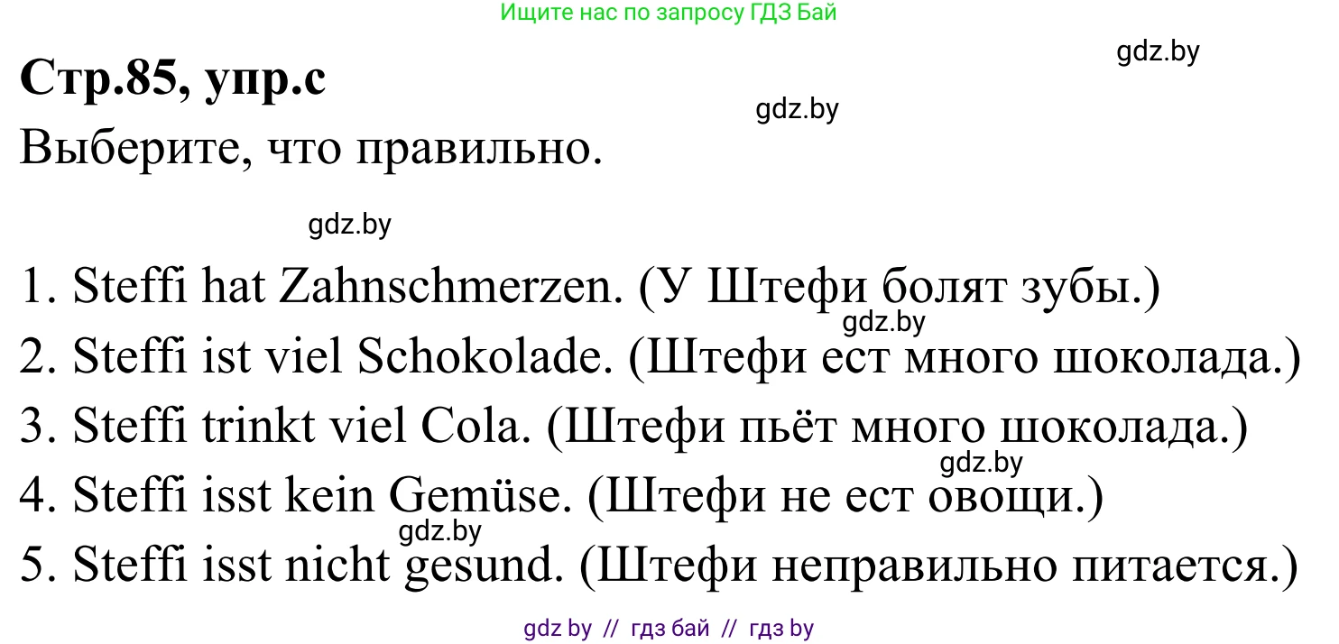 Немецкий язык (Deutsch), 5 класс Учебник (Schülerbuch), авторы: Будько Антонина Филипповна (Budjko Antonina), Урбанович Инна Ювинальевна (Urbanowitsch Ina), издательство Вышэйшая школа, Минск, 2020, жёлтого цвета, Часть 1, страница 85, номер 8c, Решение 2