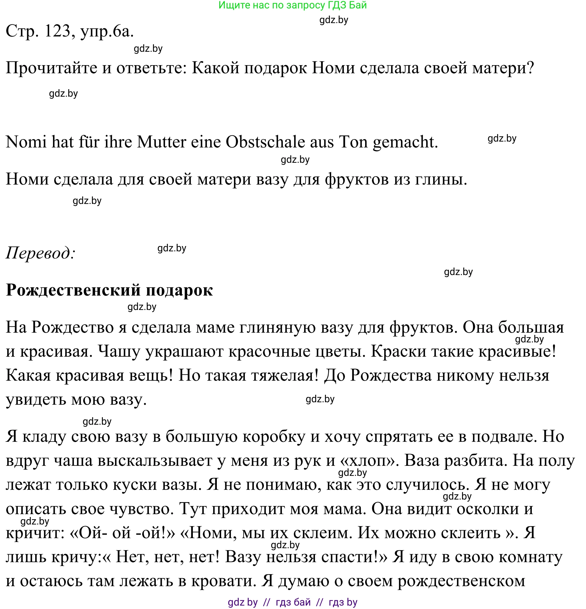 Немецкий язык (Deutsch), 5 класс Учебник (Schülerbuch), авторы: Будько Антонина Филипповна (Budjko Antonina), Урбанович Инна Ювинальевна (Urbanowitsch Ina), издательство Вышэйшая школа, Минск, 2020, жёлтого цвета, Часть 1, страница 123, номер 6a, Решение 2