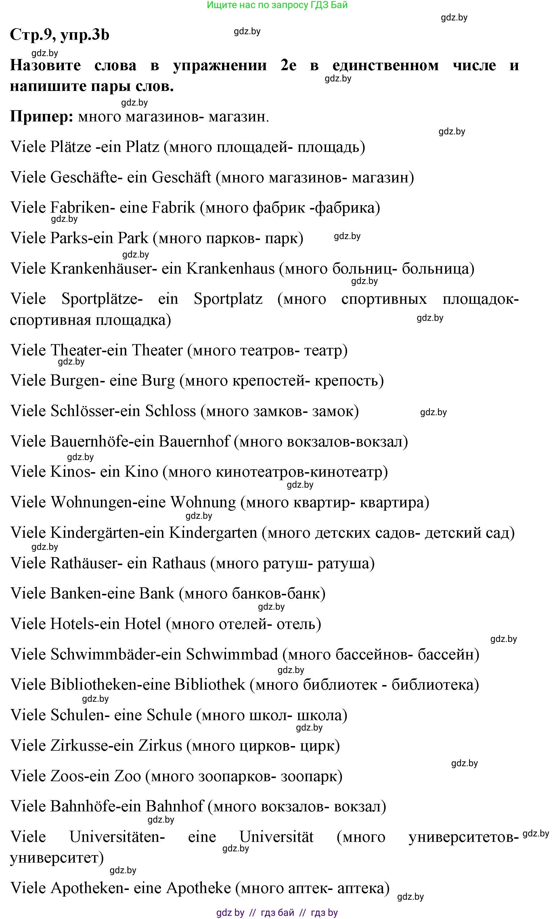 Немецкий язык (Deutsch), 5 класс Учебник (Schülerbuch), авторы: Будько Антонина Филипповна (Budjko Antonina), Урбанович Инна Ювинальевна (Urbanowitsch Ina), издательство Вышэйшая школа, Минск, 2020, жёлтого цвета, Часть 2, страница 9, номер 3b, Решение 1