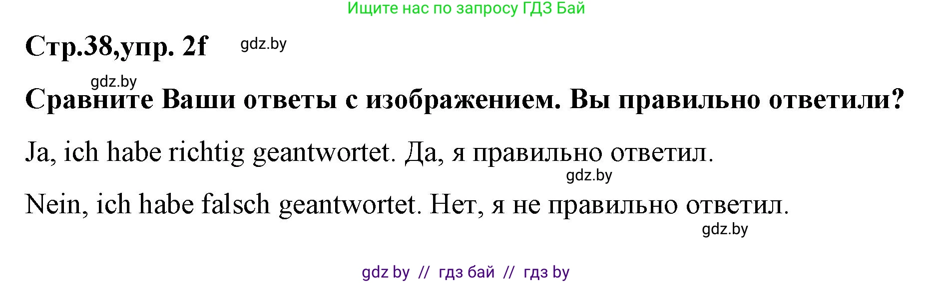 Немецкий язык (Deutsch), 5 класс Учебник (Schülerbuch), авторы: Будько Антонина Филипповна (Budjko Antonina), Урбанович Инна Ювинальевна (Urbanowitsch Ina), издательство Вышэйшая школа, Минск, 2020, жёлтого цвета, Часть 2, страница 38, номер 2f, Решение 1