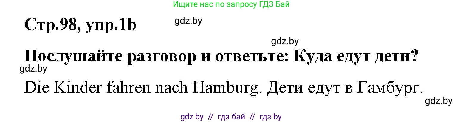 Немецкий язык (Deutsch), 5 класс Учебник (Schülerbuch), авторы: Будько Антонина Филипповна (Budjko Antonina), Урбанович Инна Ювинальевна (Urbanowitsch Ina), издательство Вышэйшая школа, Минск, 2020, жёлтого цвета, Часть 2, страница 98, номер 1b, Решение 1