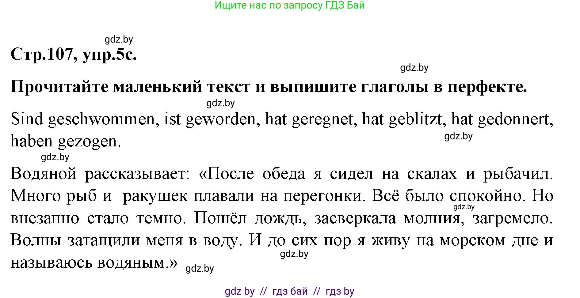 Немецкий язык (Deutsch), 5 класс Учебник (Schülerbuch), авторы: Будько Антонина Филипповна (Budjko Antonina), Урбанович Инна Ювинальевна (Urbanowitsch Ina), издательство Вышэйшая школа, Минск, 2020, жёлтого цвета, Часть 2, страница 107, номер 5c, Решение 1