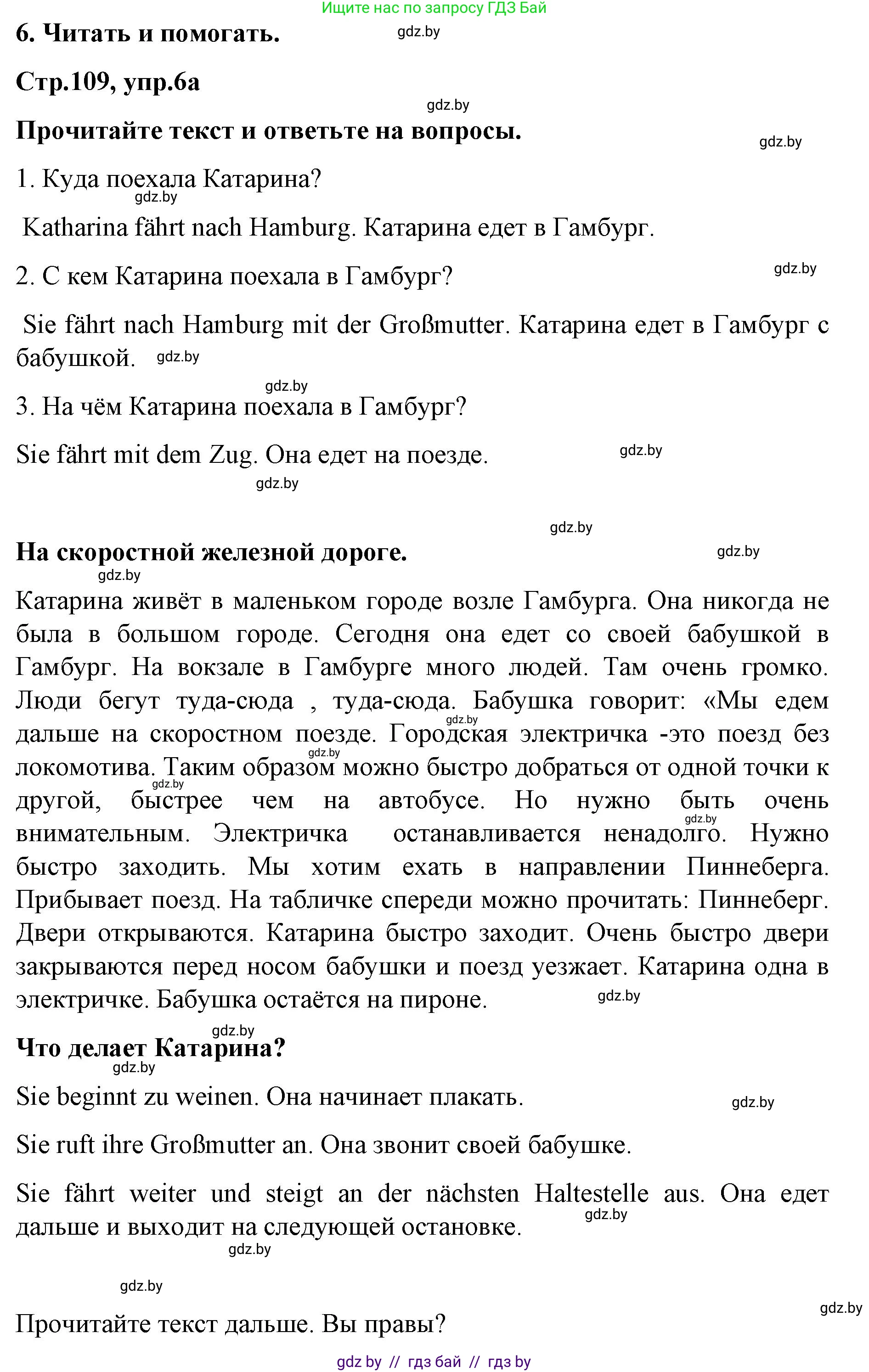 Немецкий язык (Deutsch), 5 класс Учебник (Schülerbuch), авторы: Будько Антонина Филипповна (Budjko Antonina), Урбанович Инна Ювинальевна (Urbanowitsch Ina), издательство Вышэйшая школа, Минск, 2020, жёлтого цвета, Часть 2, страница 109, номер 6a, Решение 1